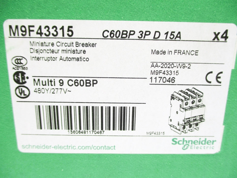 SCHNEIDER ELECTRIC M9F43315 15A 277V (PKG OF 4) NSMP