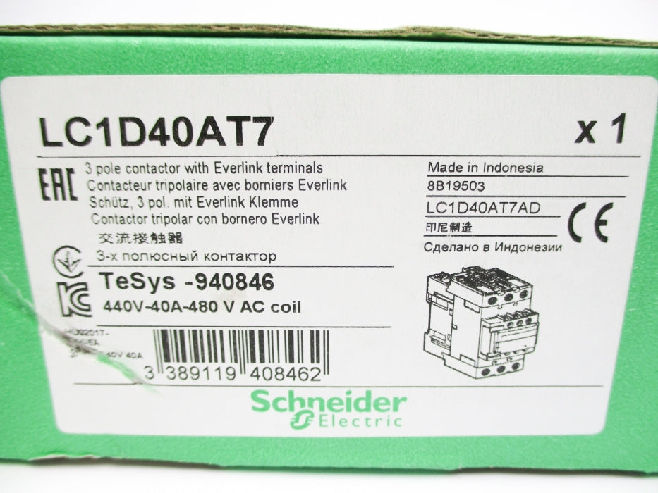 SCHNEIDER ELECTRIC LC1D40AT7 440/480V NSMP