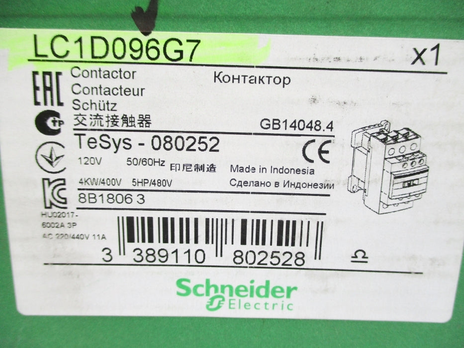 SCHNEIDER ELECTRIC LC1D096G7 120V NSMP