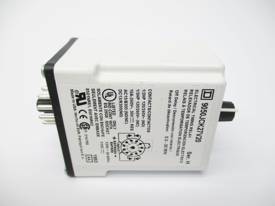 SQUARE D 9050JCK27V20 SER. H 0.3S-30M 110/120V NSMP
