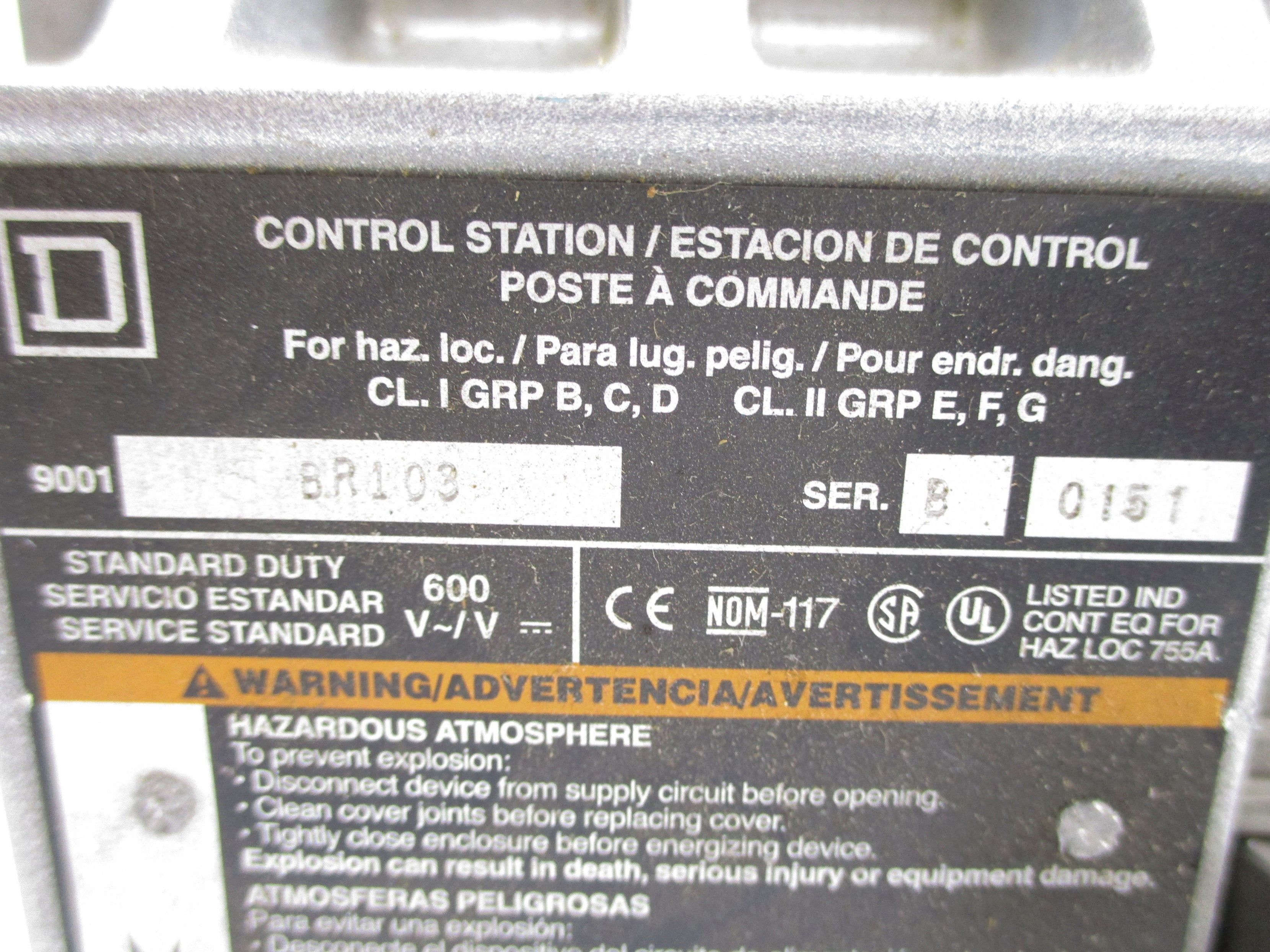 SQUARE D 9001BR103 SER. B NSNP