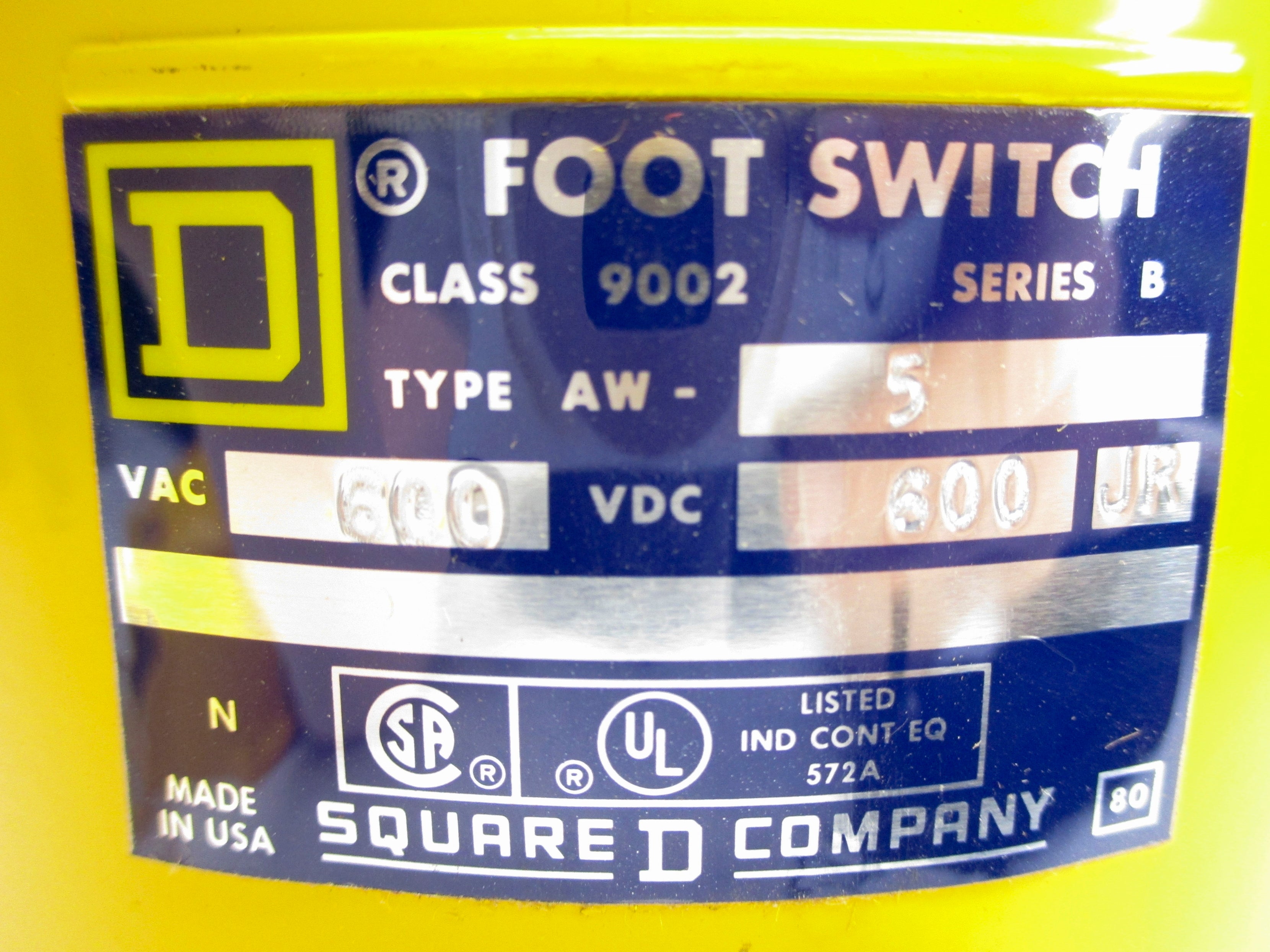 SQUARE D 9002AW5 SER. B NSNP