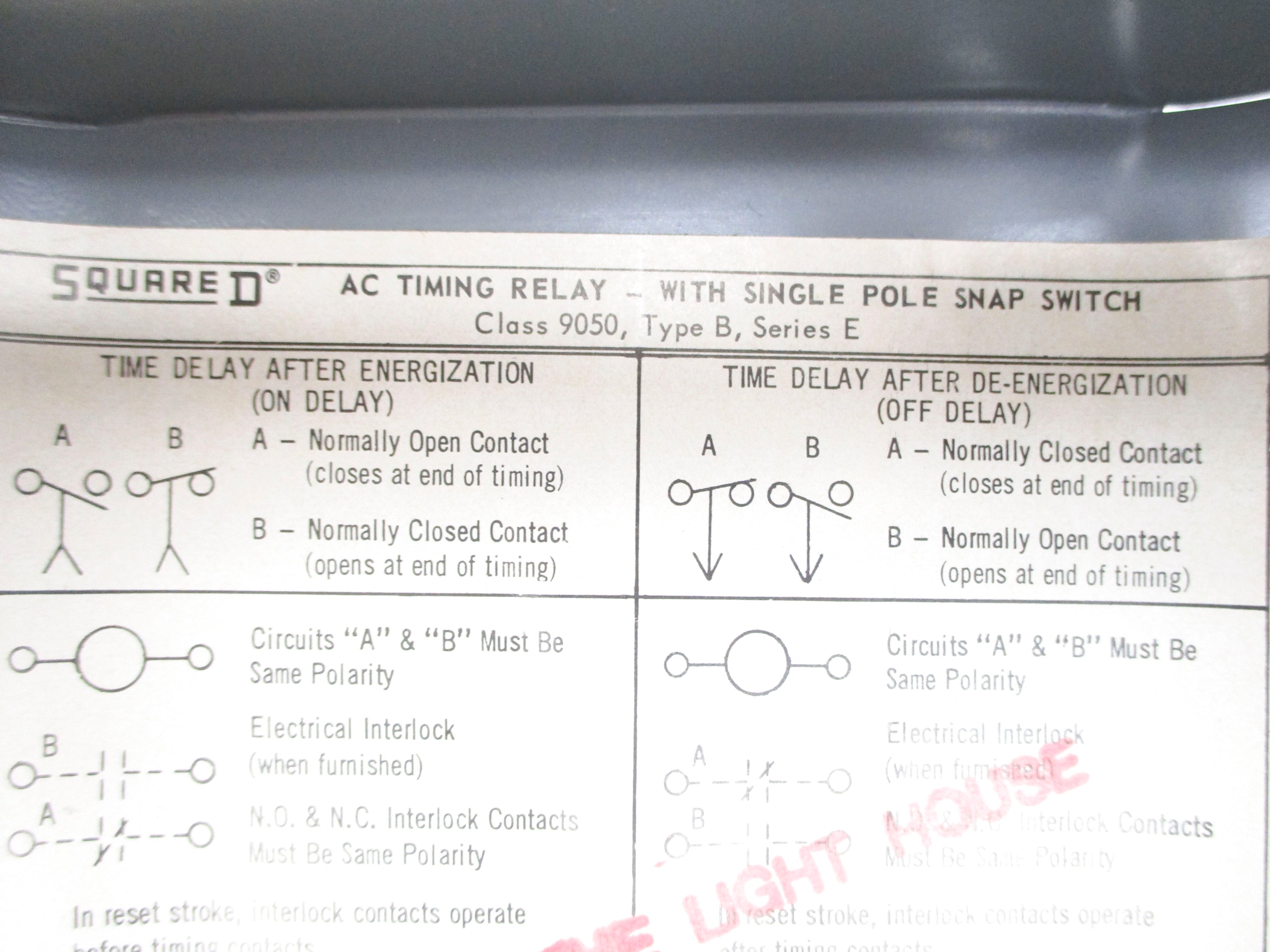 SQUARE D 9050BG1E SER. E 110/120V NSNP