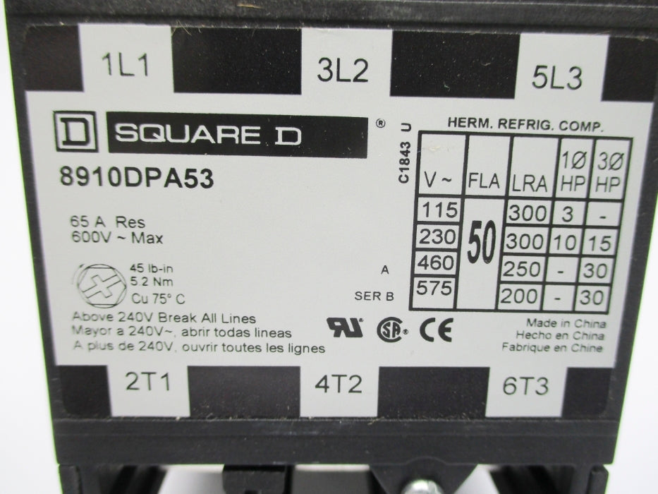 SQUARE D 8910DPA53 SER. B 110/120V NSNP