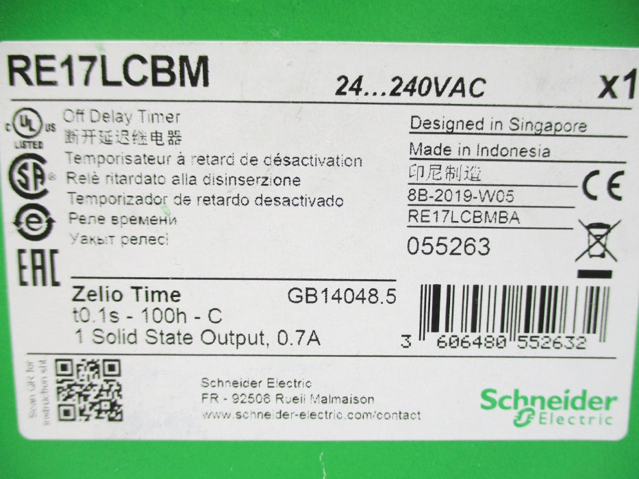 SCHNEIDER ELECTRIC RE17LCBM 0.1S-100H 24/240VAC NSMP