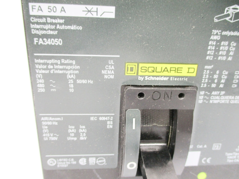 SQUARE D FA34050 50A 240/480V NSNP