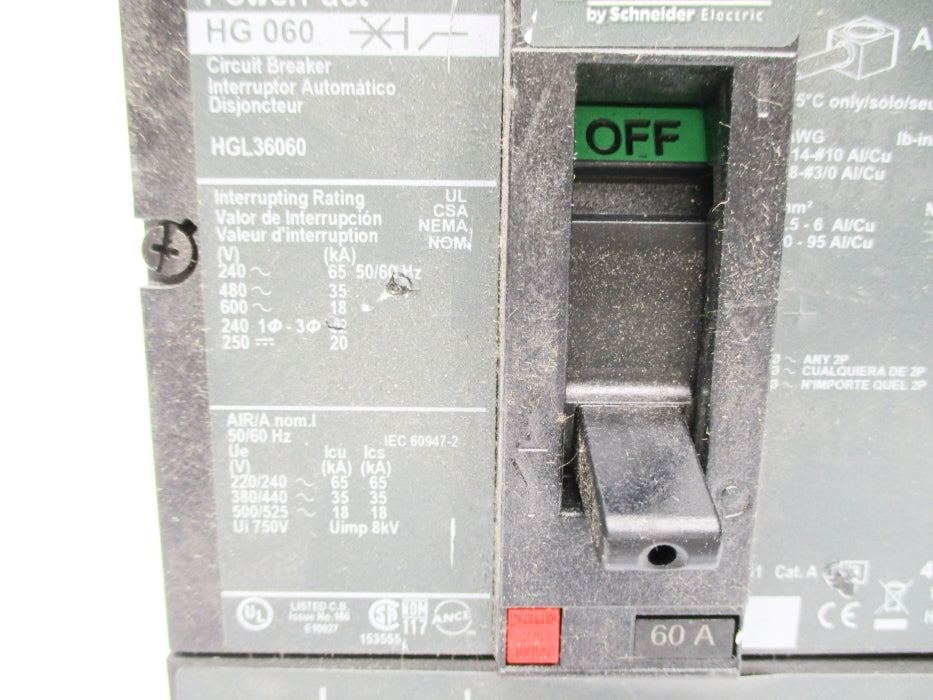 SQUARE D HGL36060 60A 600V NSNP