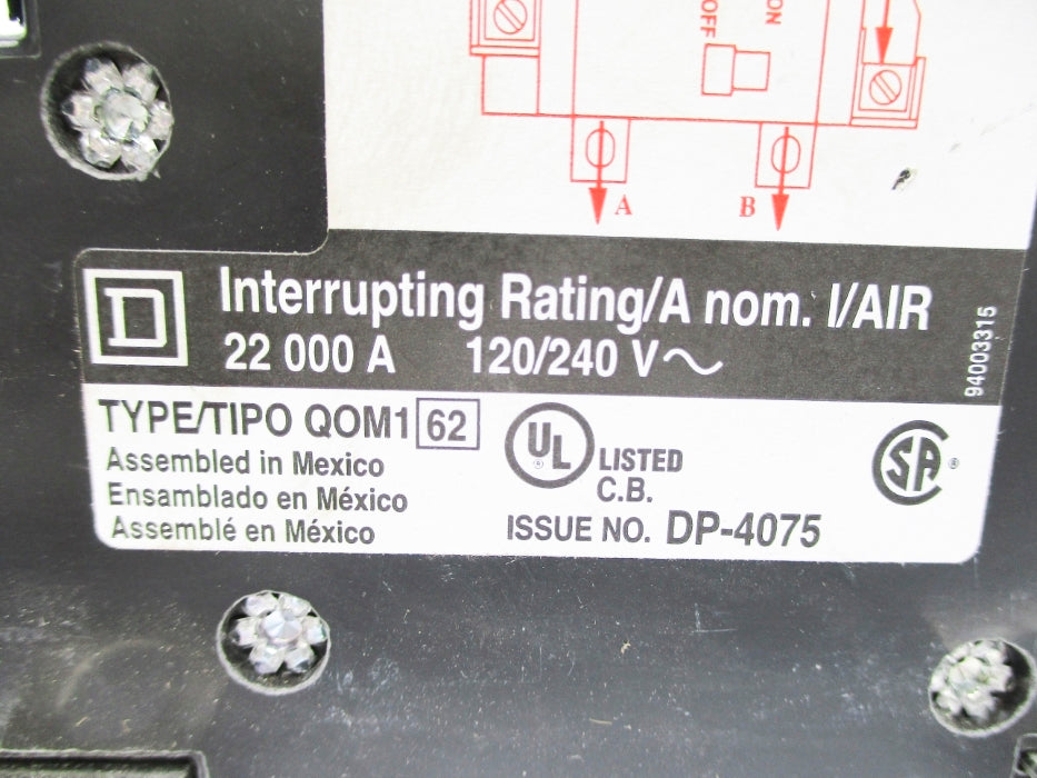 SQUARE D QOM100VH8106 100A 120/240V UNMP