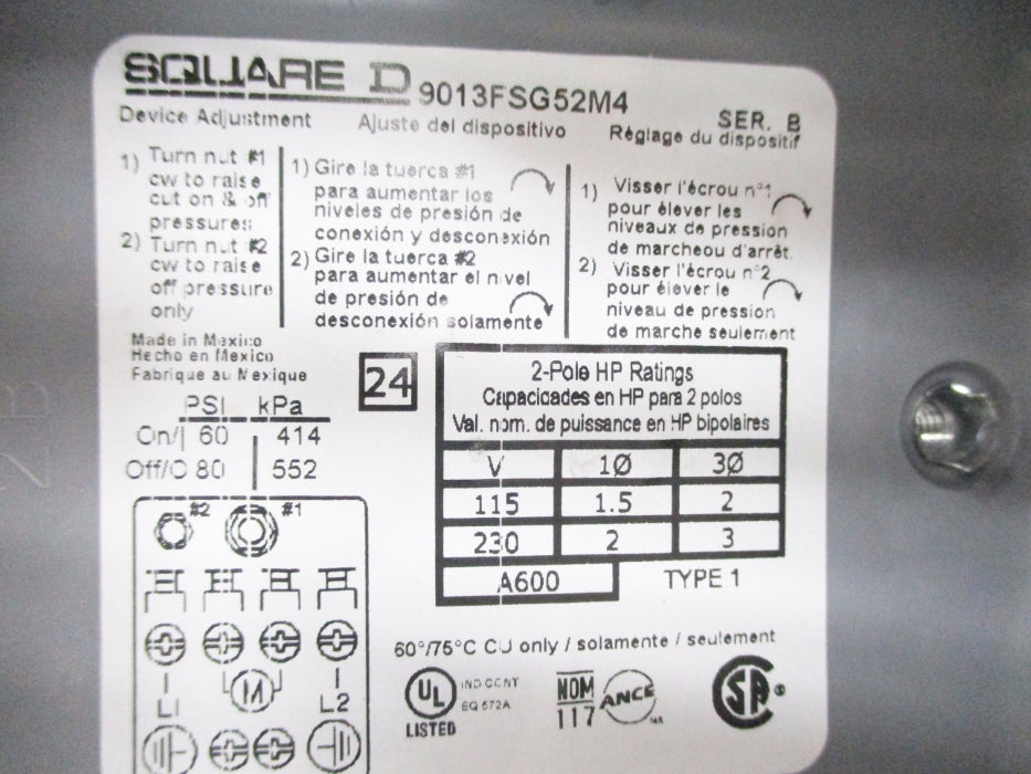SQUARE D 9013FSG52M4 SER. B NSNP