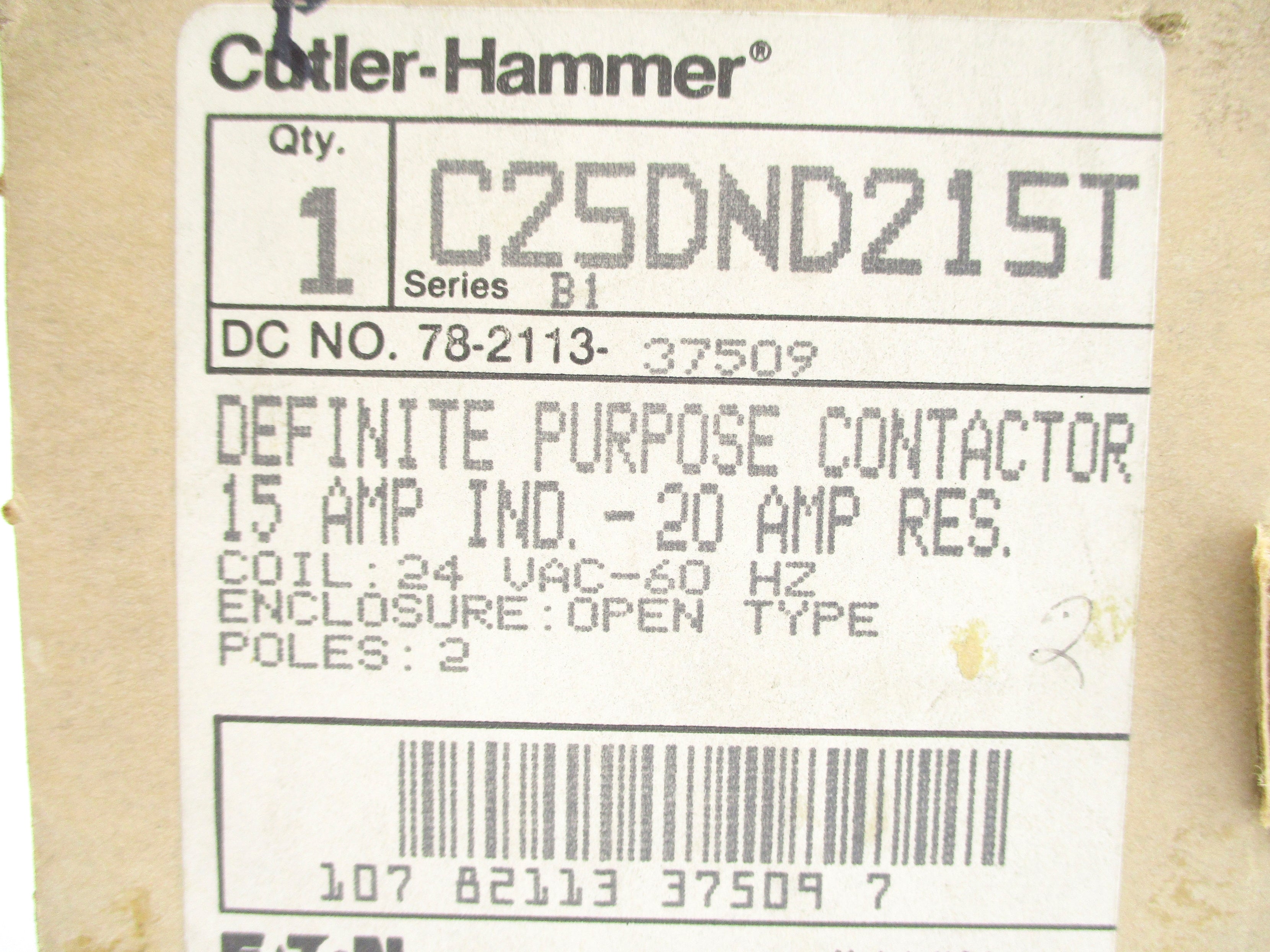 CUTLER HAMMER C25DND215T SER. B1 24VAC NSMP