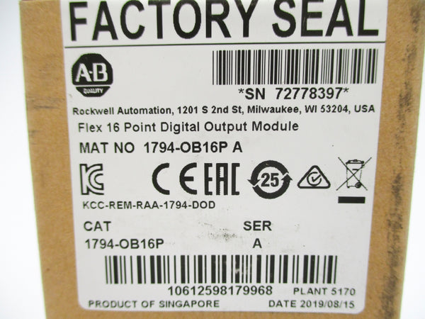 ALLEN BRADLEY 1794-OB16P SER. A DATE: 2019 NSFS