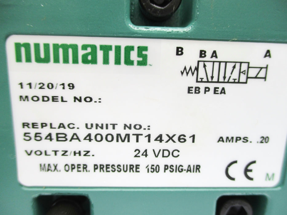 NUMATICS 554BA400MT14X61 150PSIG 24VDC NSNP