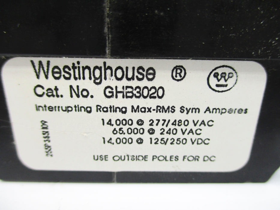 WESTINGHOUSE GHB3020 20A 277/480VAC UNMP