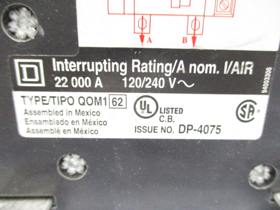 SQUARE D QOM100VH 100A 120/240V UNMP
