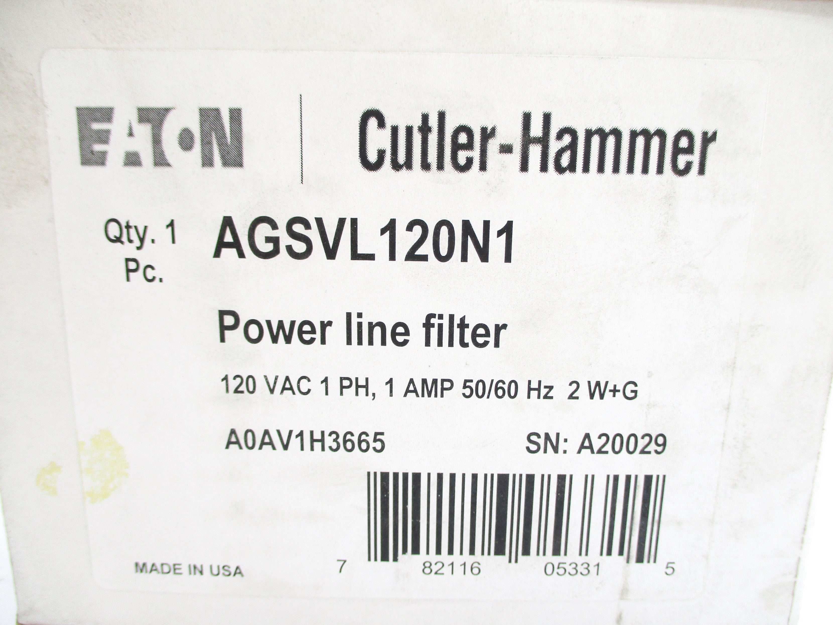 CUTLER HAMMER AGSVL120N1 NSMP