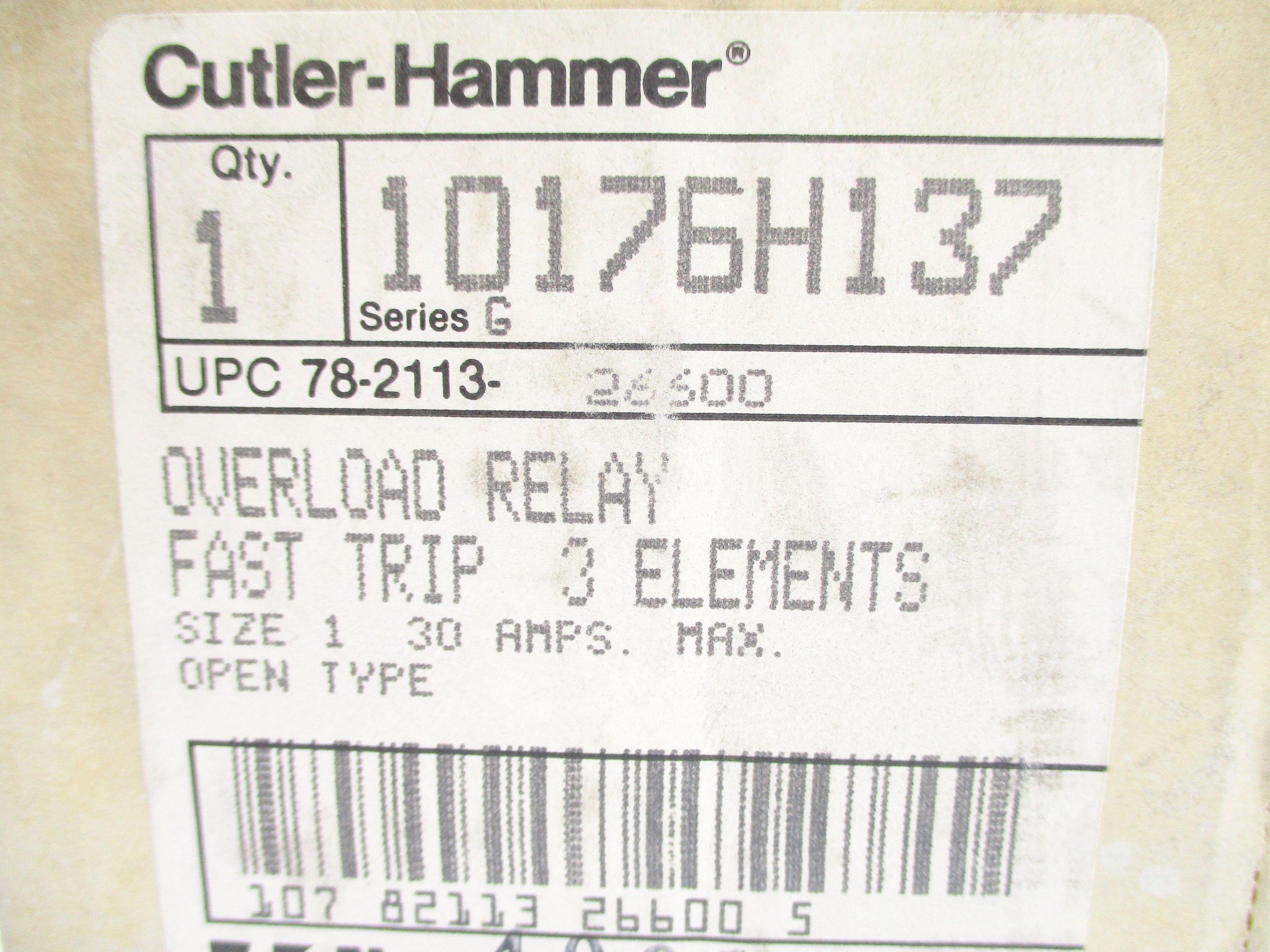 CUTLER HAMMER 10176H137 SER. G 30A NSMP