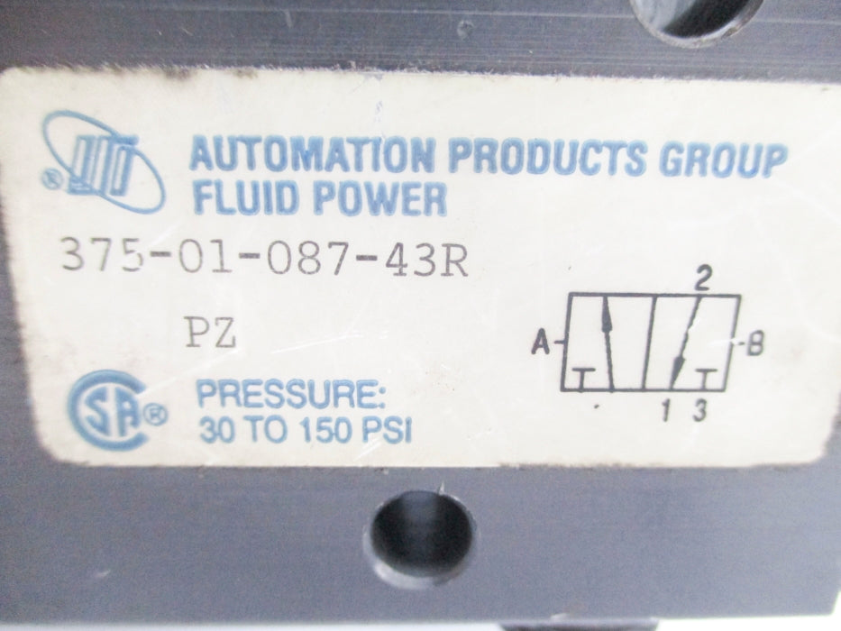 AUTOMATION PRODUCTS GROUP 375-01-087-43R 30-150PSI UNMP