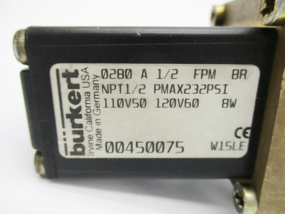 BURKERT 0280-A-1/2-FRM-BR 00450075 110/120V NSNP