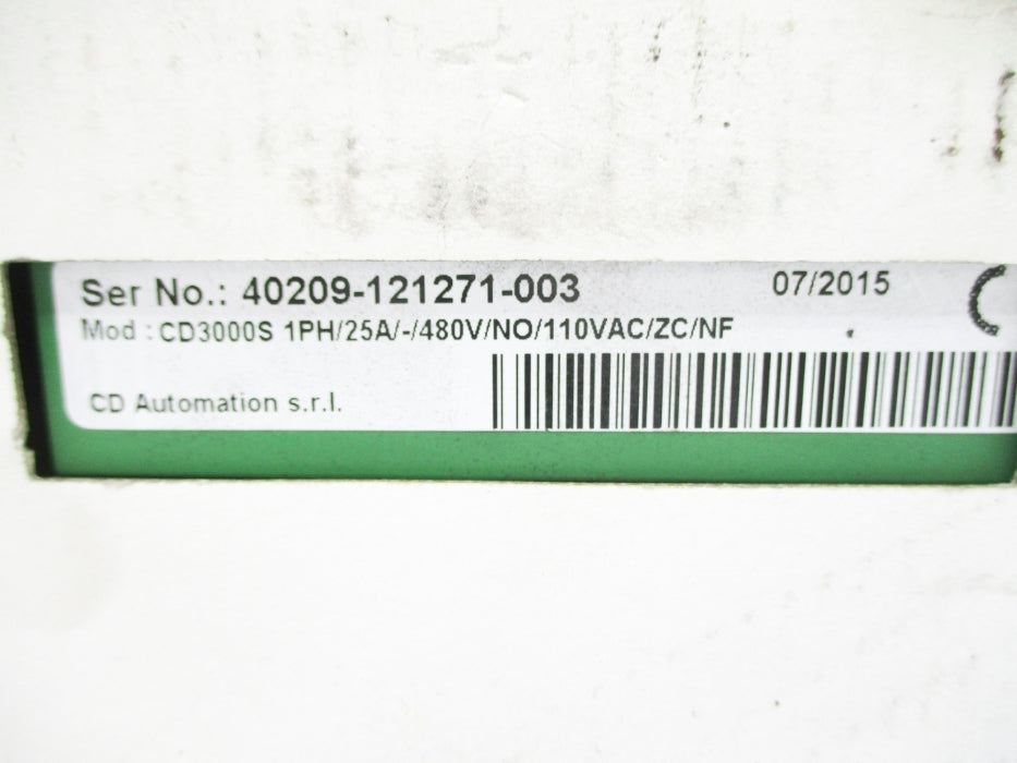 AUTOMATION CD3000S-1PH/25A/-/480V/NO/110VAC/ZC/NF NSMP