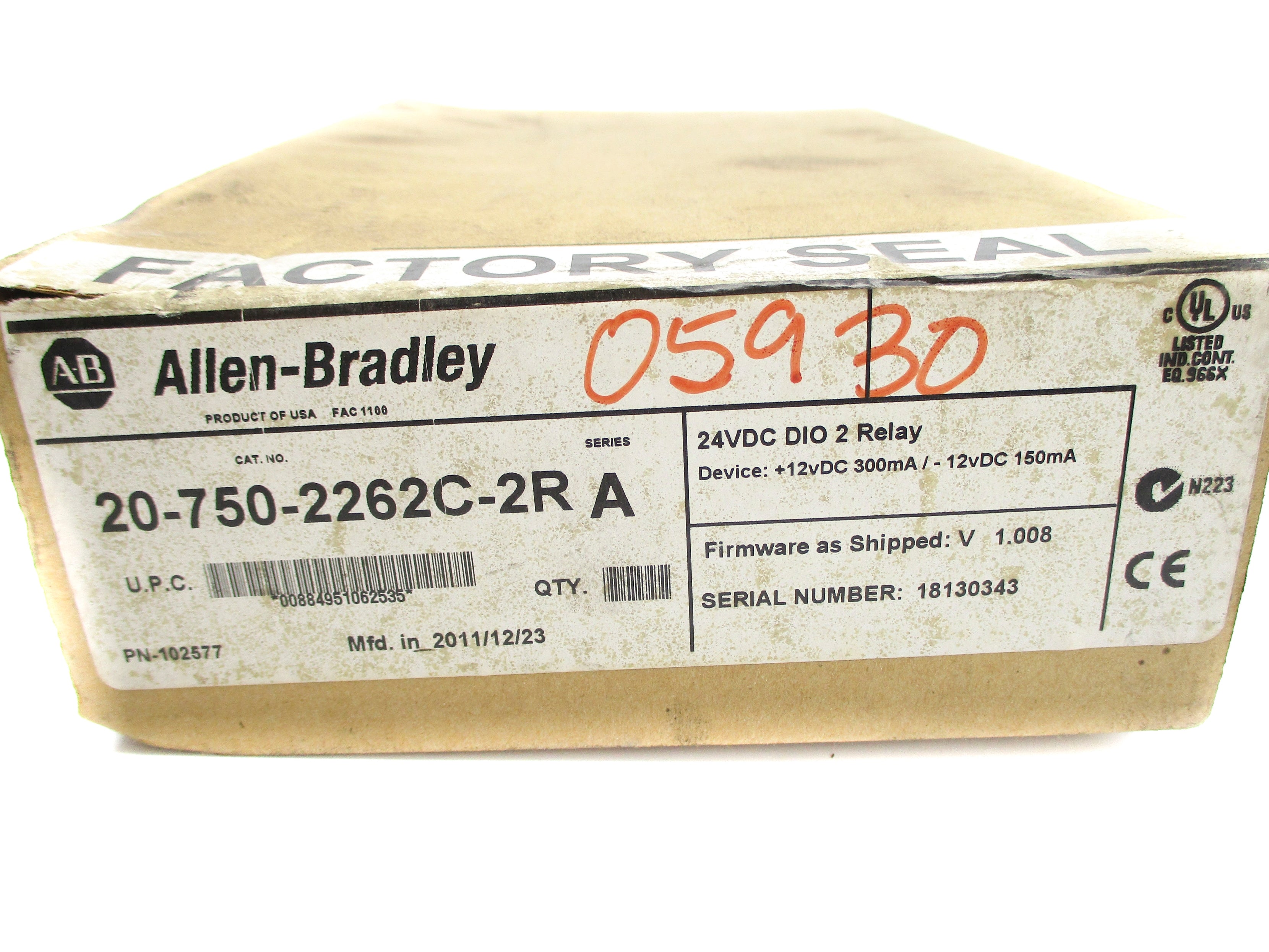 ALLEN BRADLEY 20-750-2262C-2R SER. A F/W V1.008 DATE: 2011 (BR/WH) NSFS