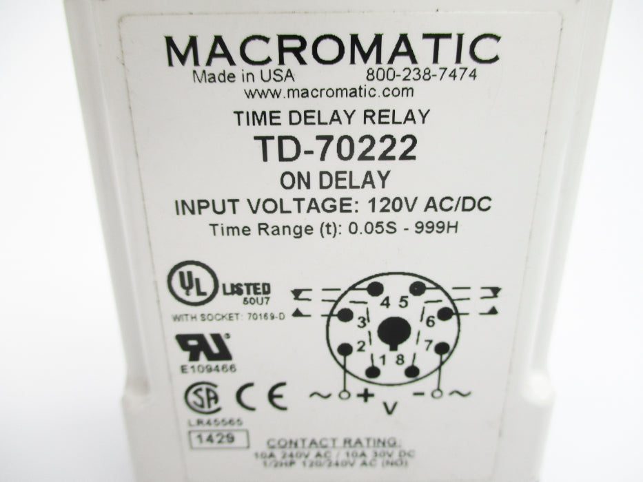 MACROMATIC TD-70222 120VAC/DC 0.05S-999H NSNP