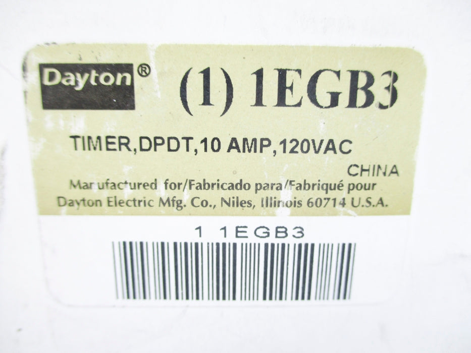 DAYTON 1EGB3 120VAC 10A 0.6S-60S NSMP