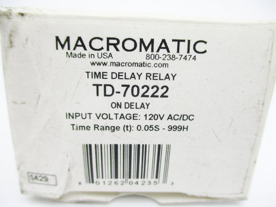 MACROMATIC TD-70222 120VAC/DC 0.05S-999H NSMP