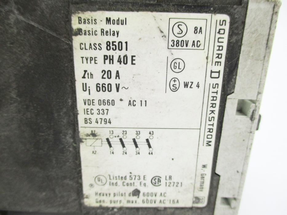 SQUARE D 8501PH40E SER. B 220/240V 20A UNMP