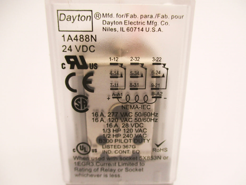 DAYTON 1A488N 24VDC 16A UNMP