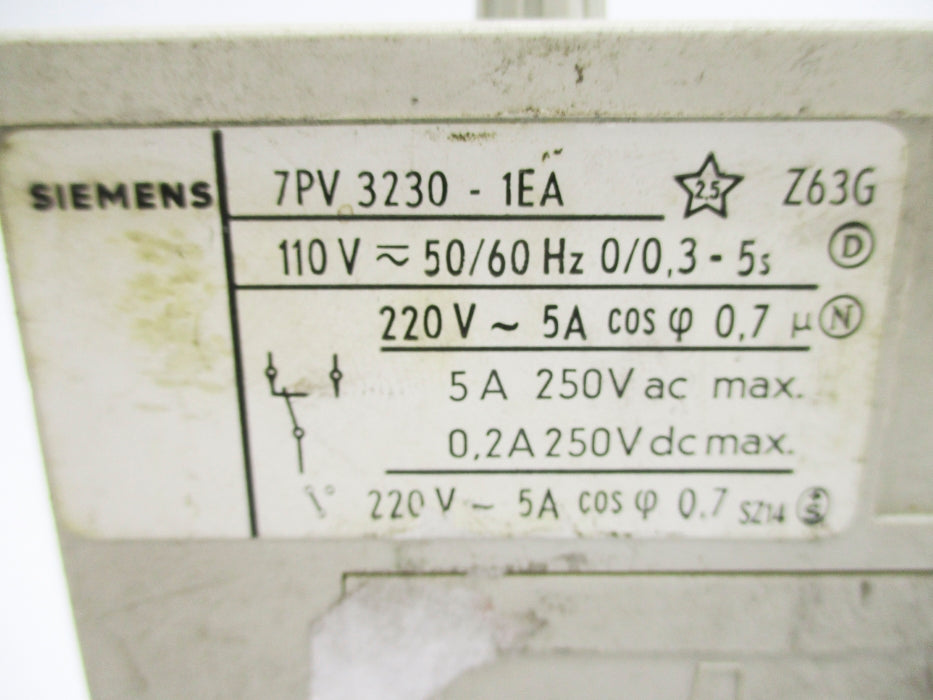 SIEMENS 7PV3230-1EA 0.3-5S 110V UNMP