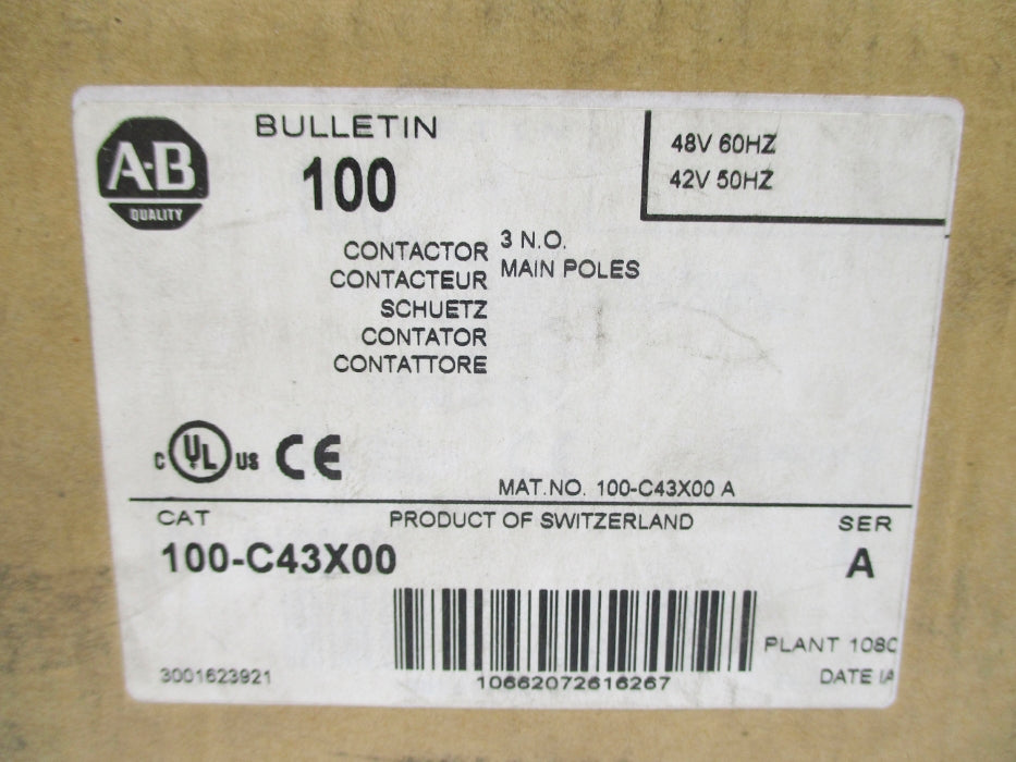 ALLEN BRADLEY 100-C43X00 SER. A 42/48V (BR/WH) NSMP
