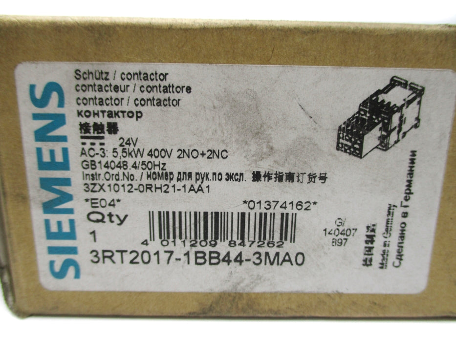 SIEMENS 3RT2017-1BB44-3MA0 24V NSMP