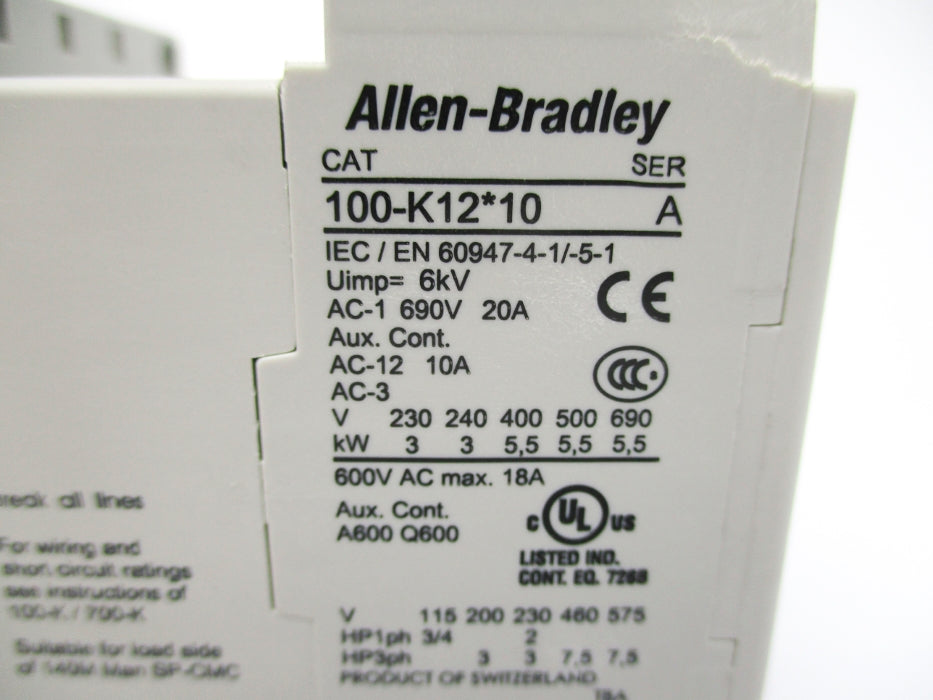 ALLEN BRADLEY 100-K12J10 SER. A 24VDC NSNP