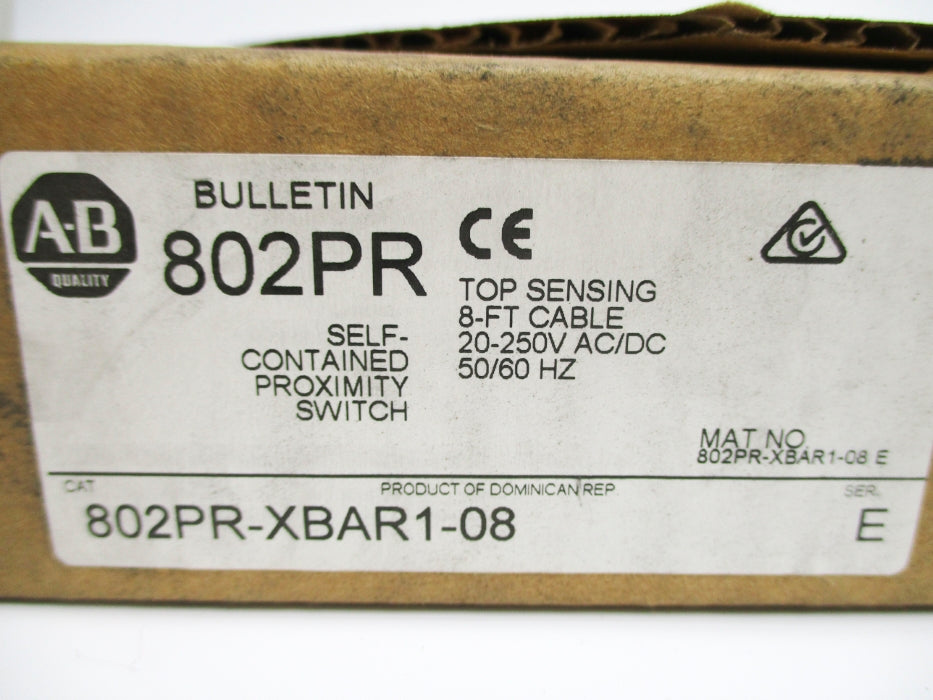 INDUSTRIAL SPARE PART 802PR-XBAR1-08 SER. E 20-250VAC/DC 8' (BR/WH) NSMP
