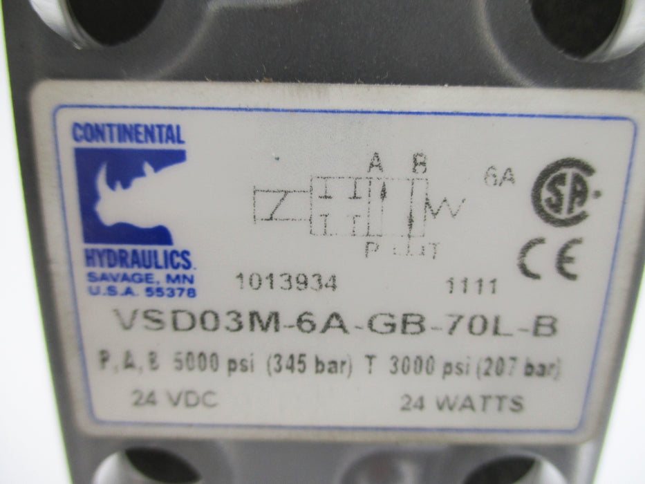 CONTINENTAL HYDRAULICS VSD03M-6A-GB-70L-B 3000-5000PSI 24VDC NSNP