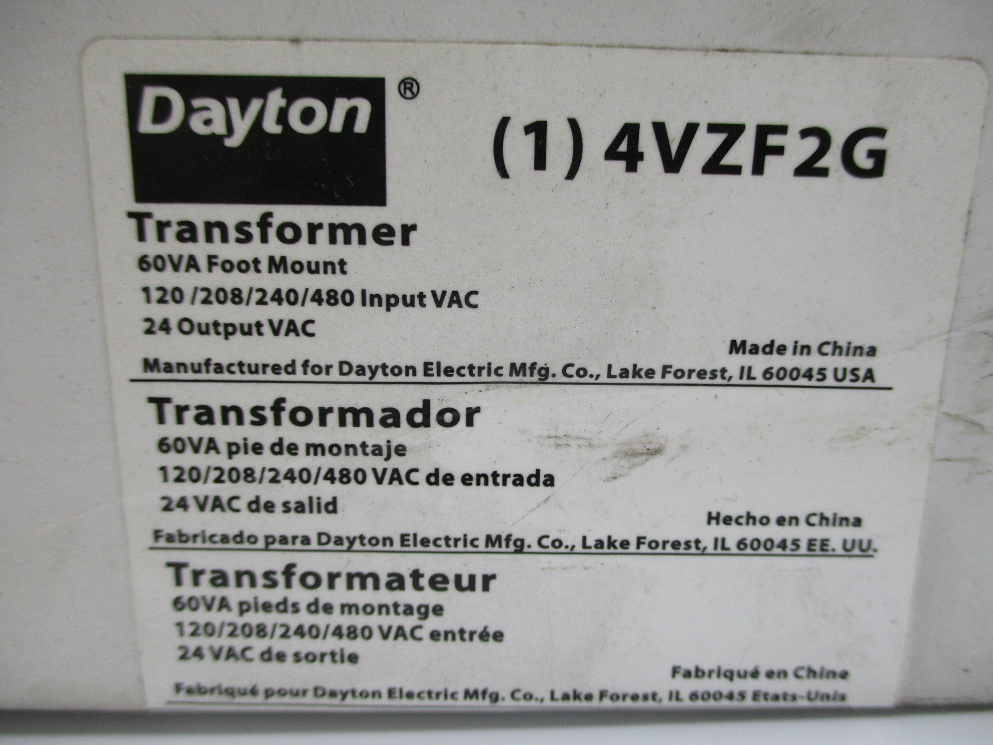 DAYTON 4VZF2G 60VA NSMP