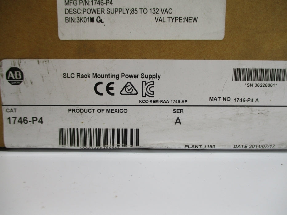 ALLEN BRADLEY 1746-P4 SER. A DATE: 2014 NSFS