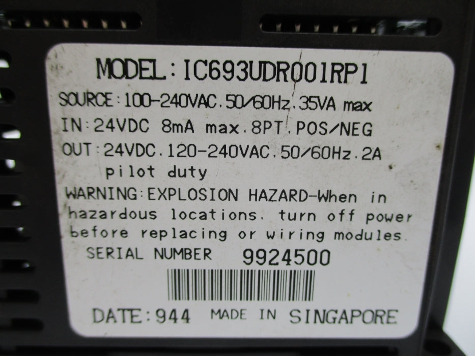 GE FANUC IC693UDR001RP1 NSNP