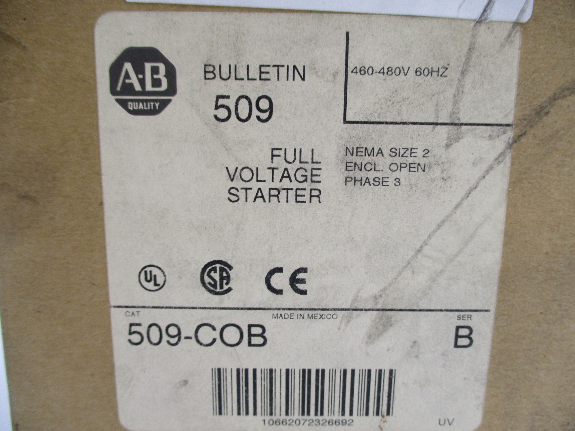ALLEN BRADLEY 509-COB SER. B 460/480V (BR/WH) NSMP
