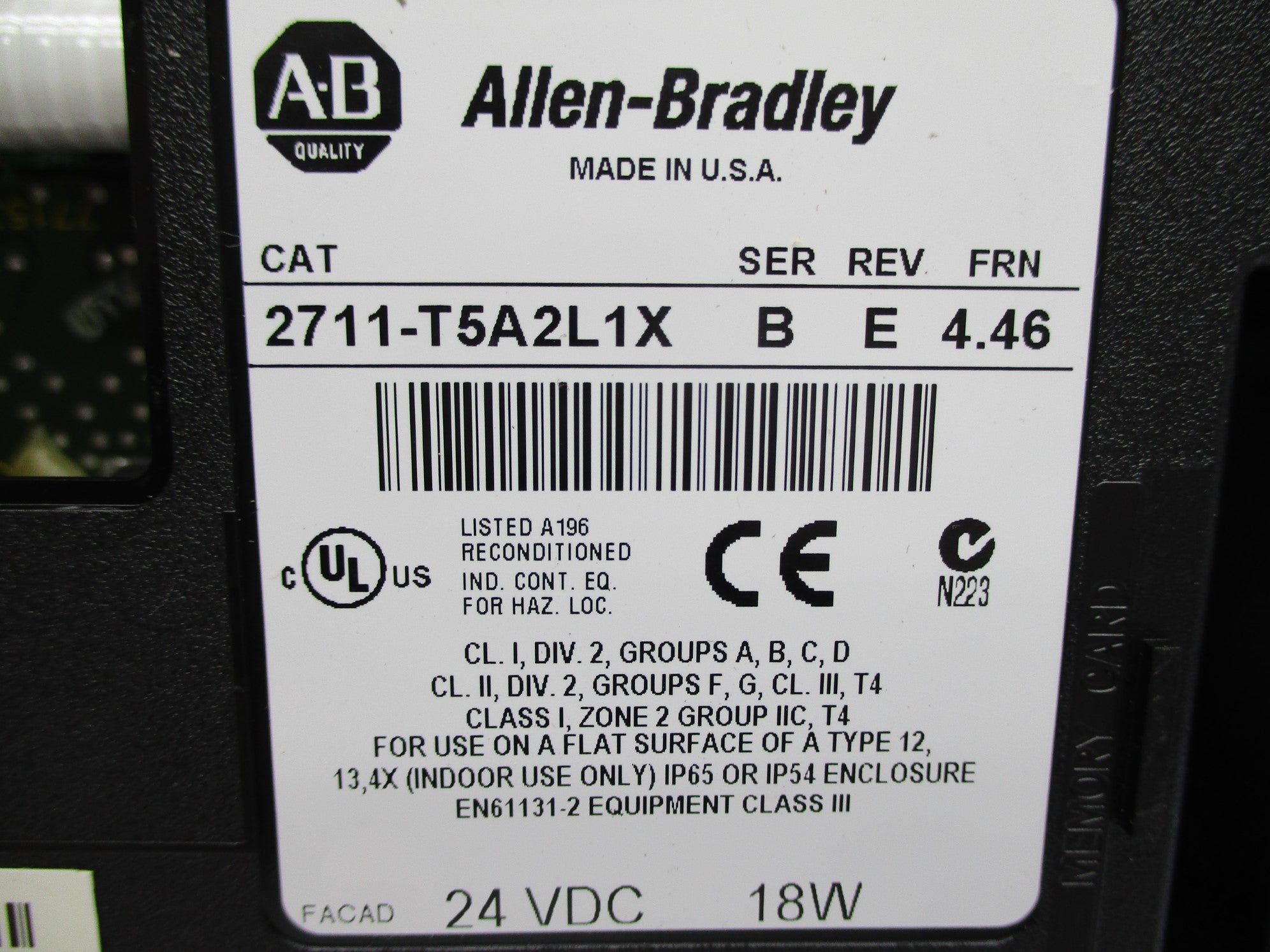 INDUSTRIAL SPARE PART 2711-T5A2L1X SER. B F/W 4.46 UNMP