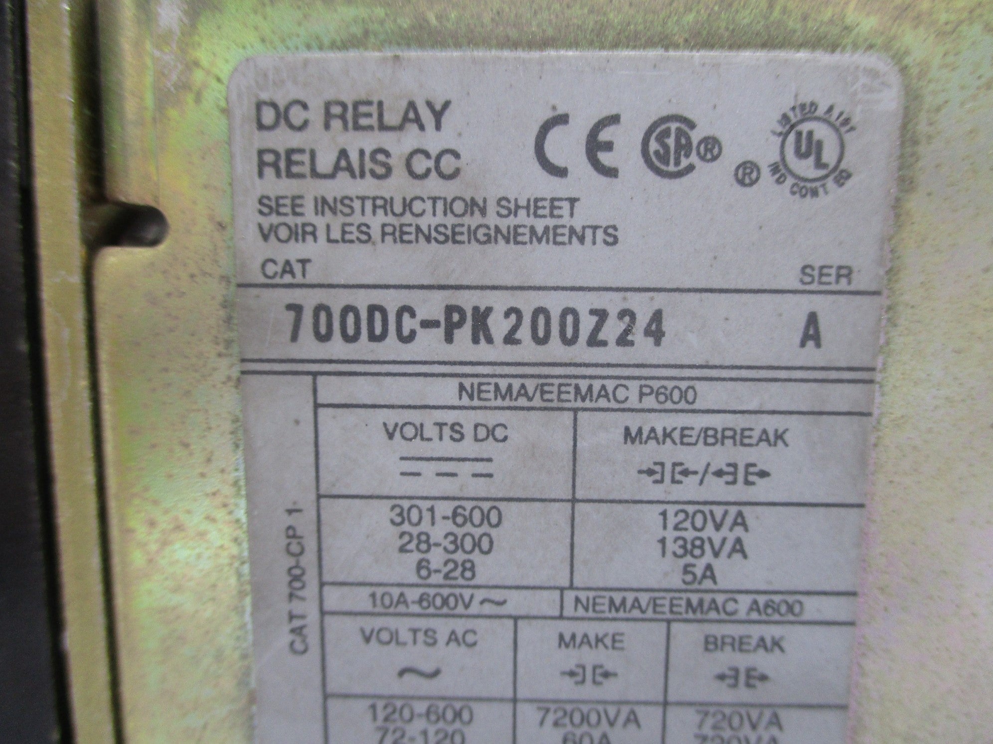 INDUSTRIAL SPARE PART 700DC-PK200Z24 SER. A 24VDC UNMP