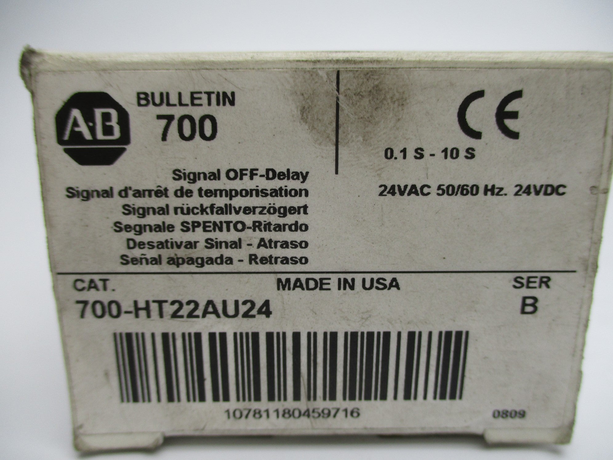 ALLEN BRADLEY 700-HT22AU24 SER. B 24VAC/DC 10A 0.1-10S (WH) NSMP
