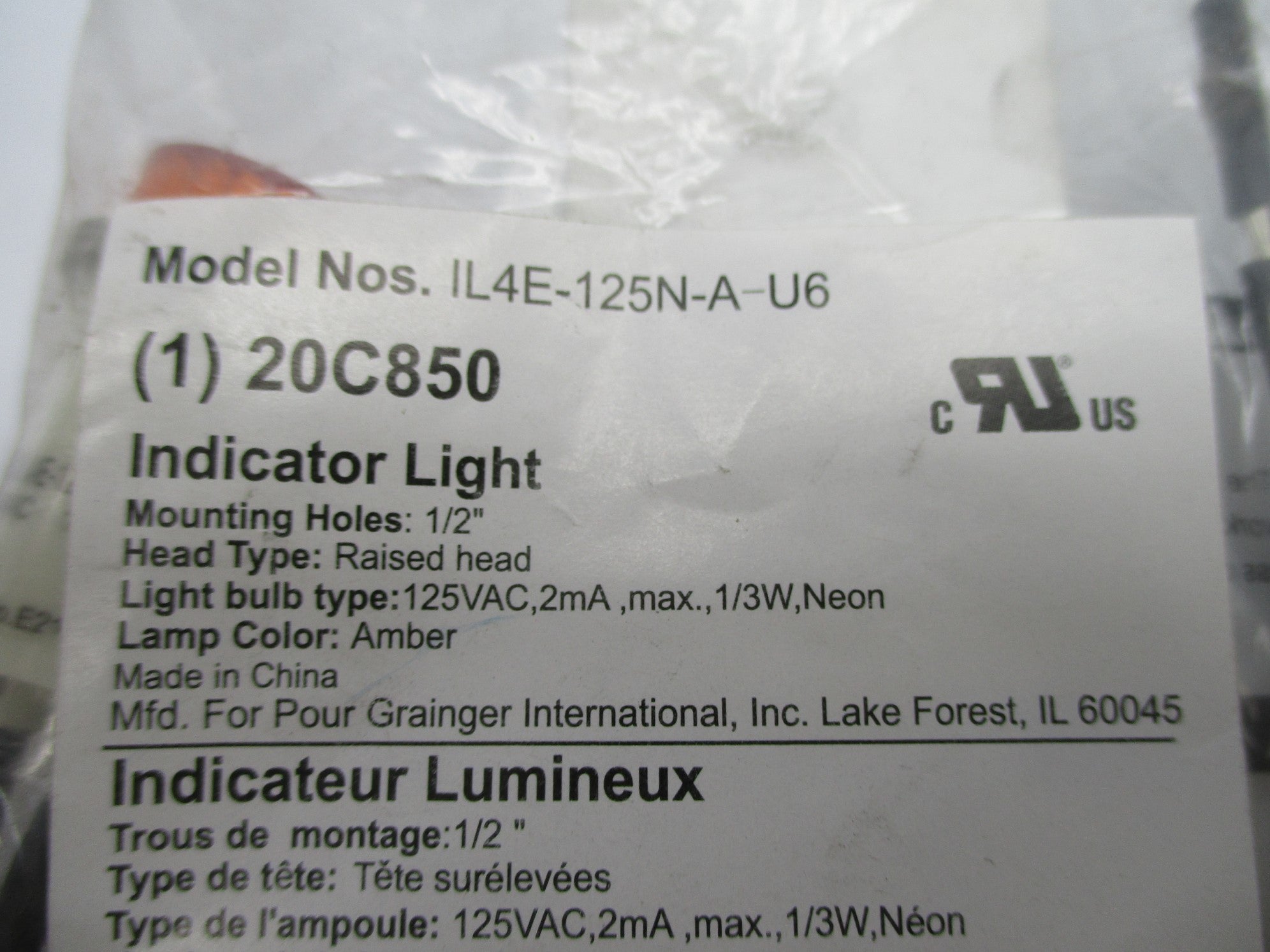 GRAINGER IL4E-125N-A-U6 20C580 NSMP