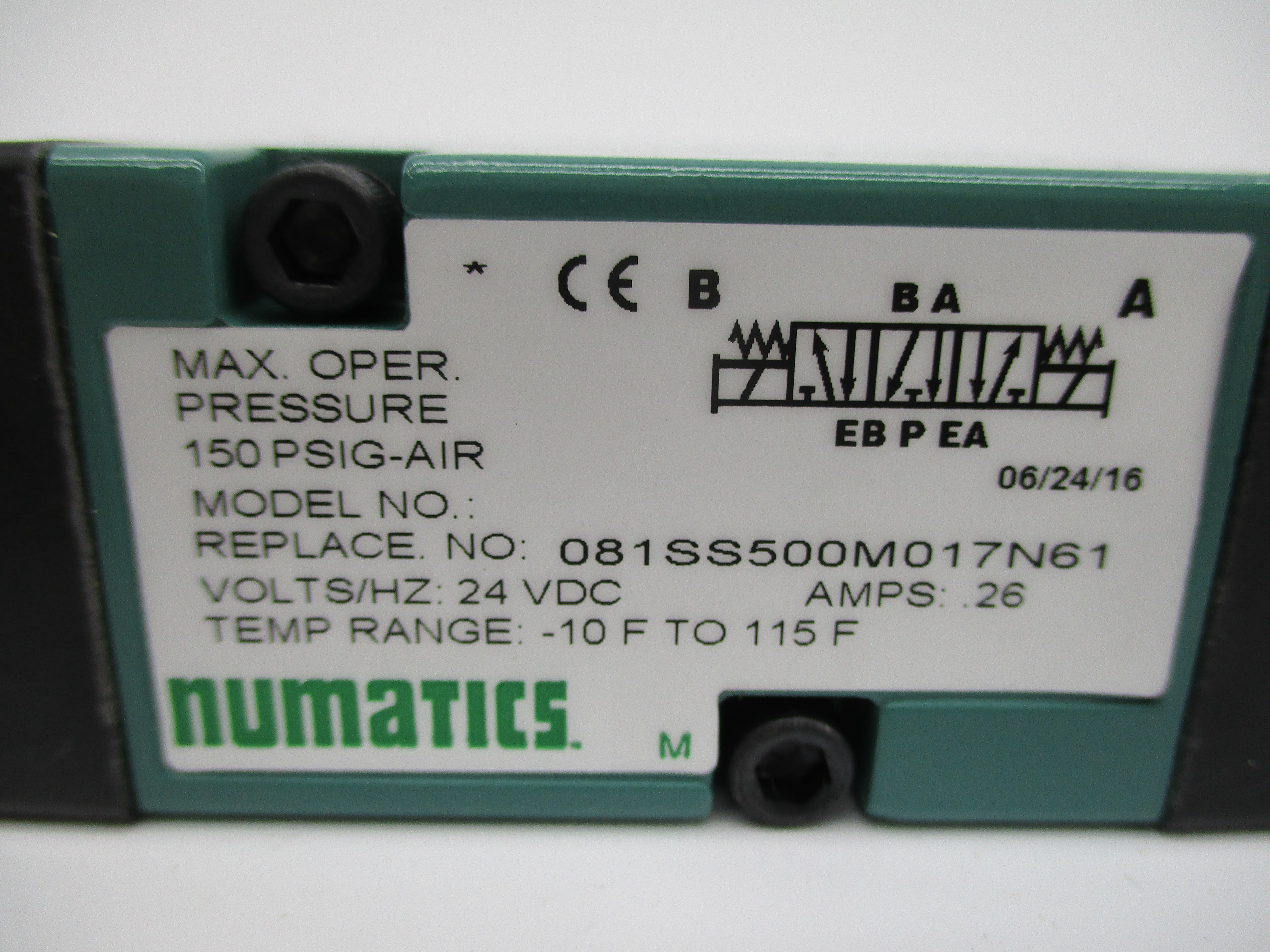 NUMATICS 081SS500M017N61 150PSIG 24VDC NSNP