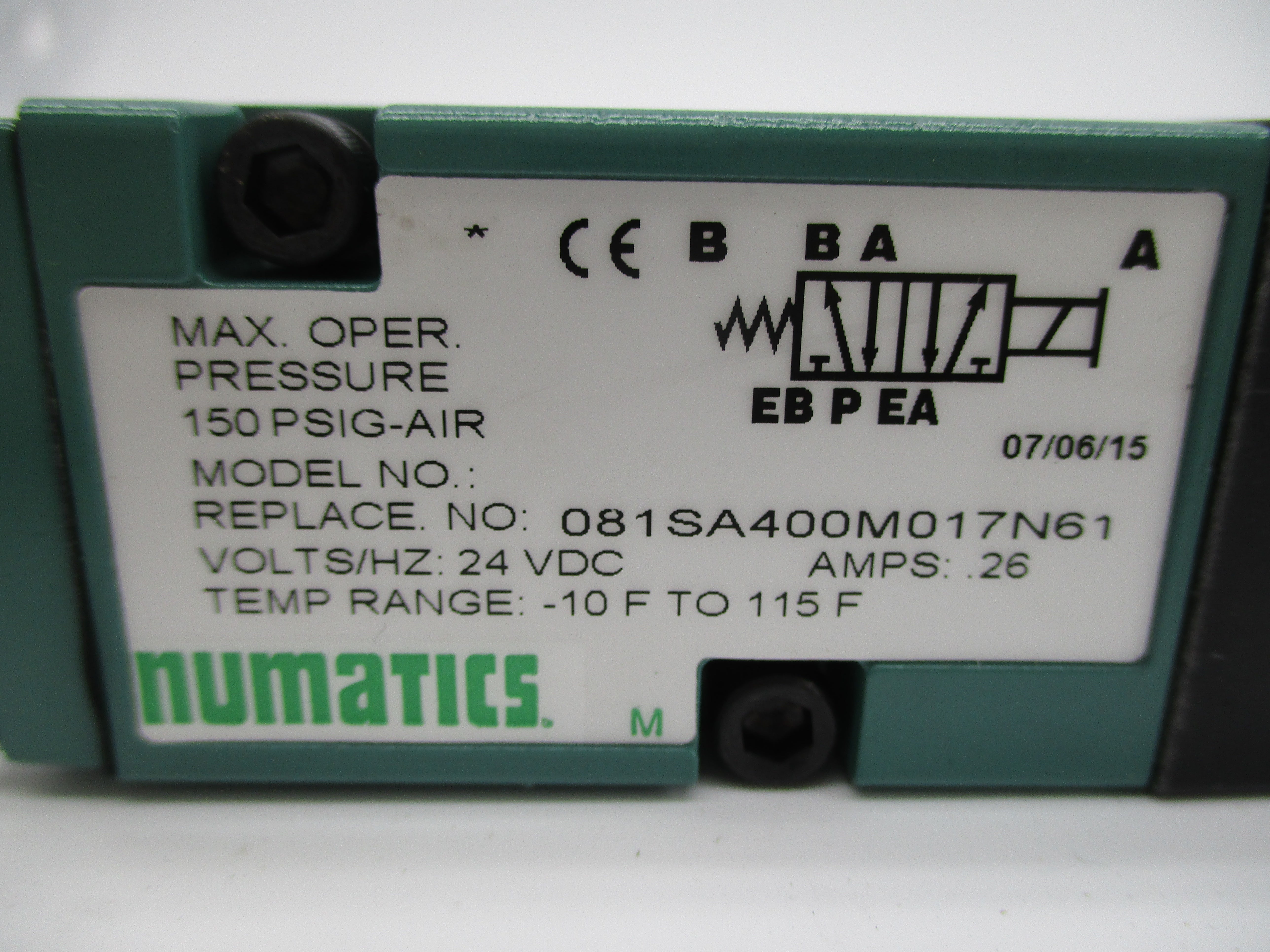 NUMATICS 081SA400M017N61 150PSIG 24VDC NSNP