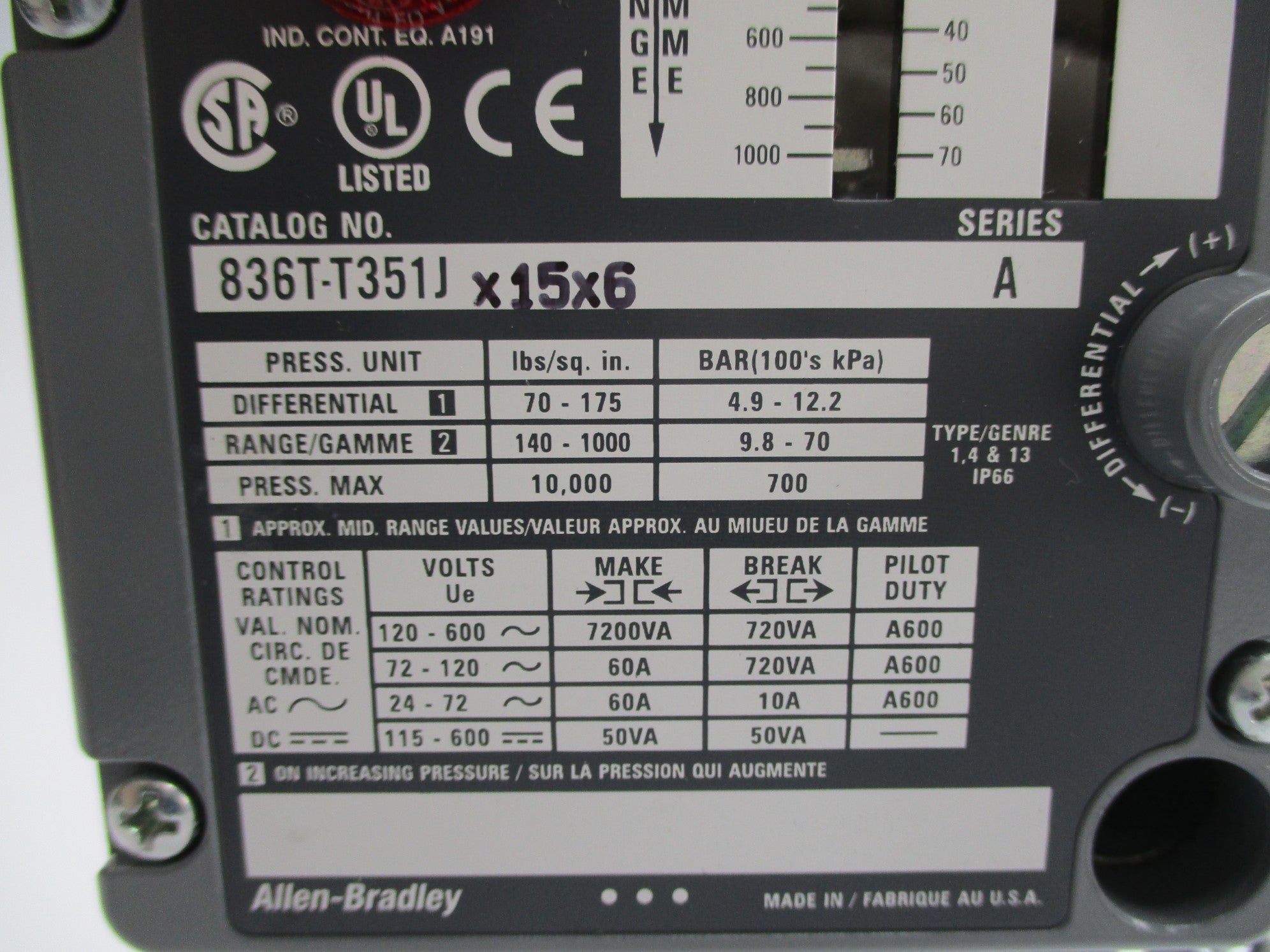 INDUSTRIAL SPARE PART 836T-T351JX15X6 SER. A NSNP
