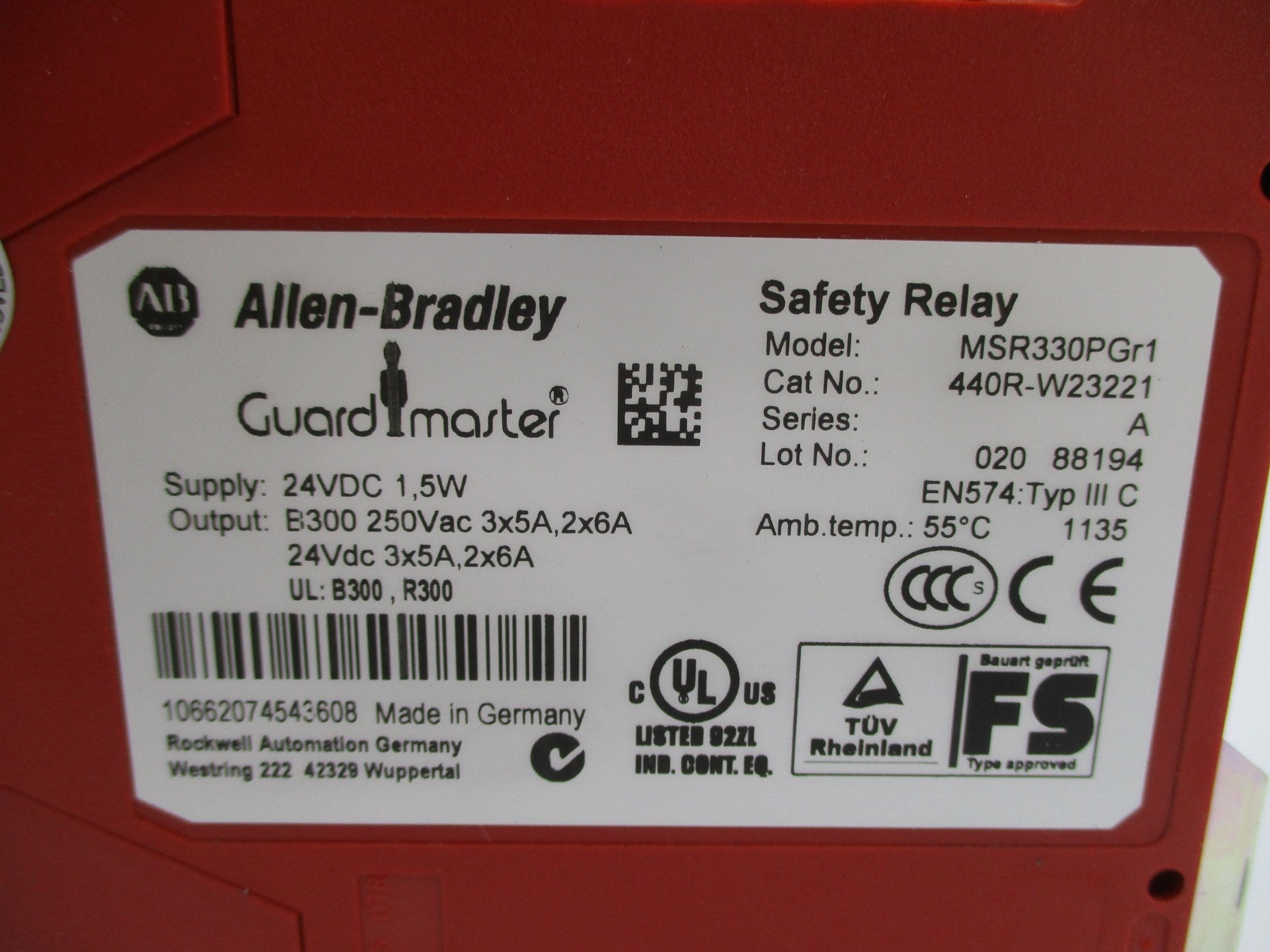 ALLEN BRADLEY 440R-W23221 SER. A 24VDC NSNP