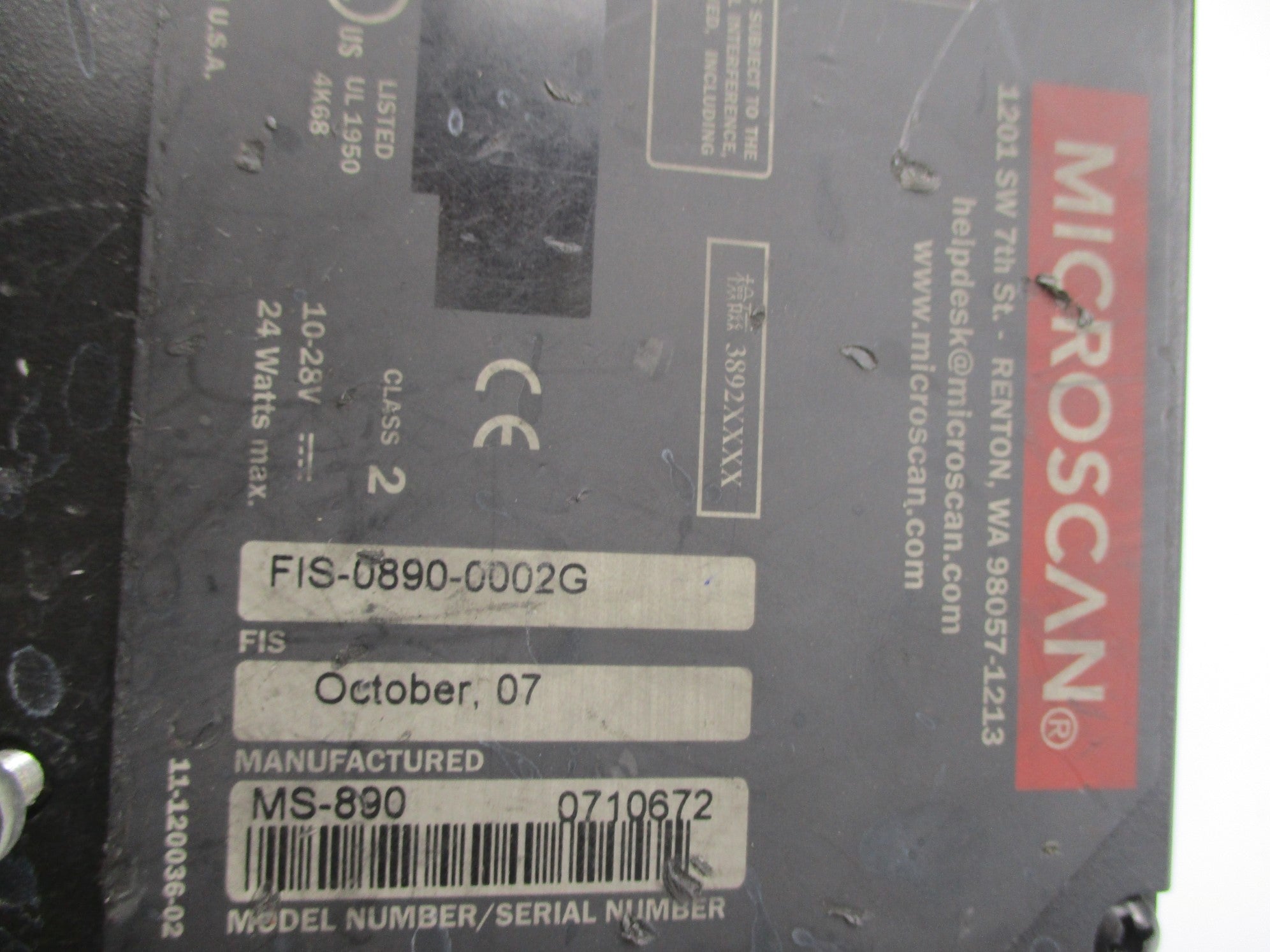 MICROSCAN FIS-0890-0002G UNMP