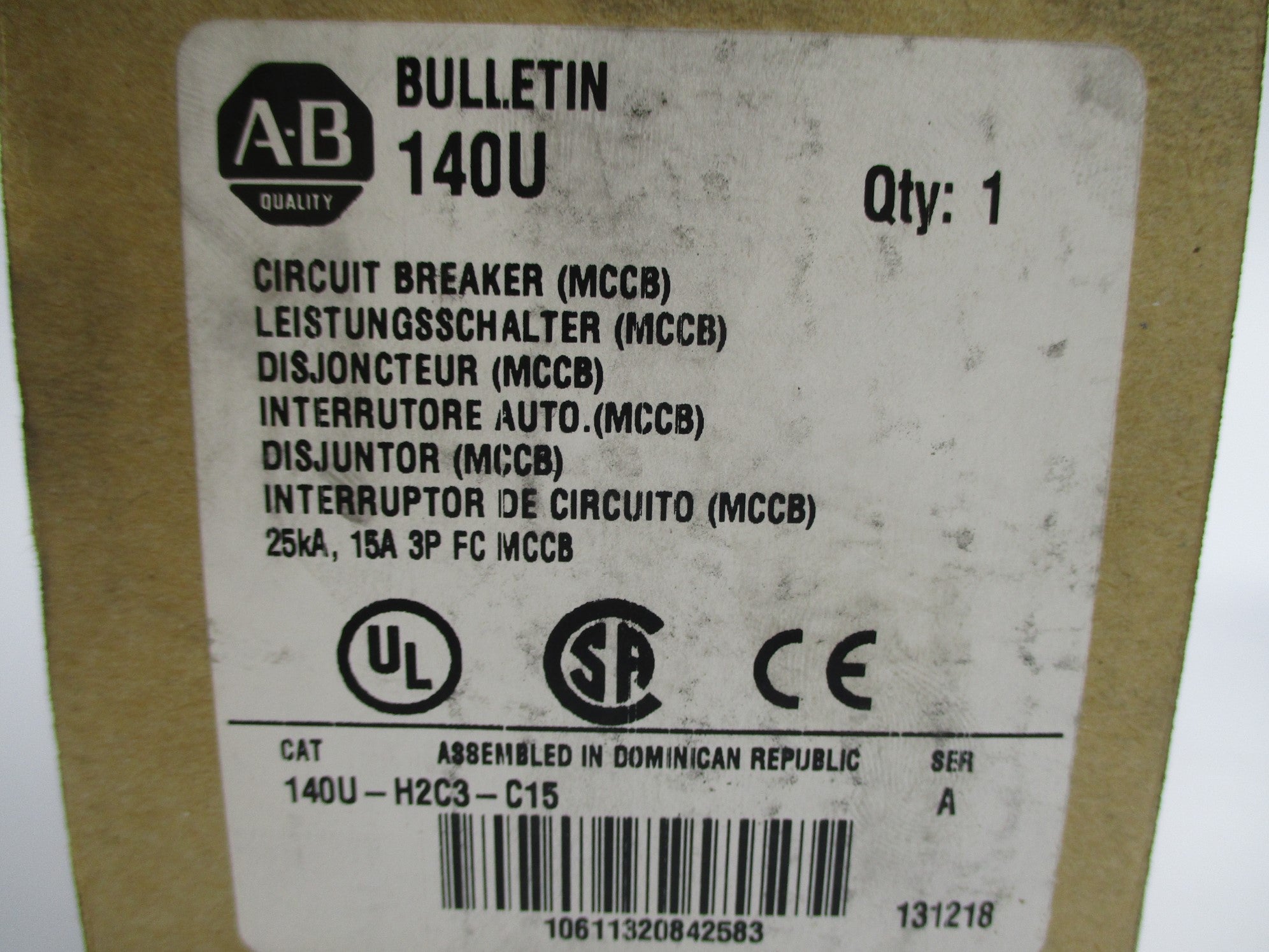 ALLEN BRADLEY 140U-H2C3-C15 SER. A 480V 15A NSMP