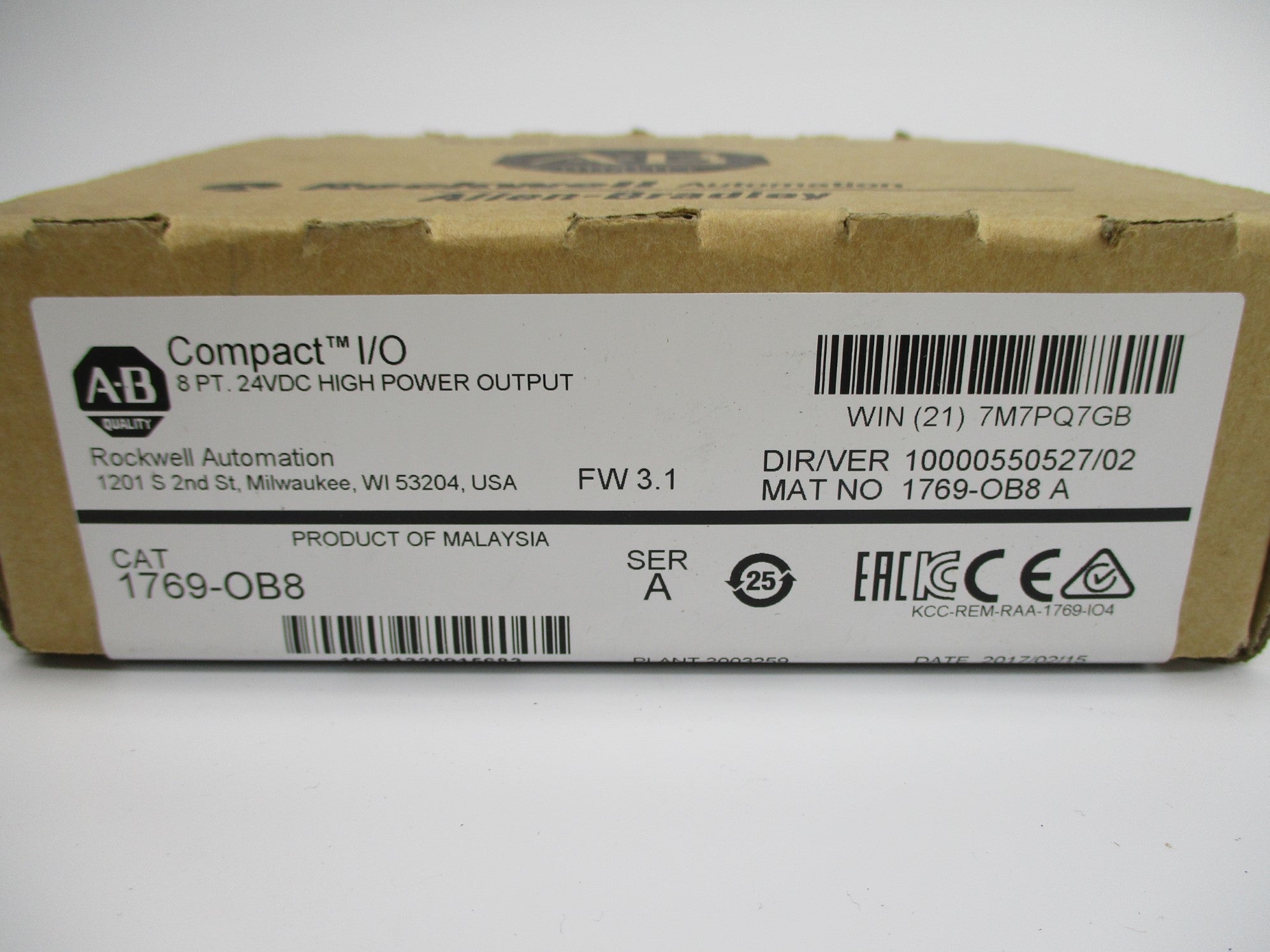 ALLEN BRADLEY 1769-OB8 SER. A F/W 3.1 DATE: 2017 NSFS